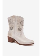 semišové kožené dámské boty s otvory na podpatku Zazoo 3844 zlaté včerněné