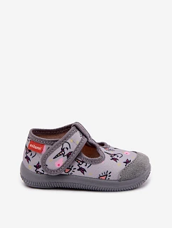 Dětské pantofle Milami elastické na suchý zip jednorožec šedé Ambette