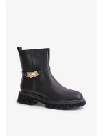 Kožené Dámské Kotníkové Boty S Páskem Zateplené GOE Černé Kožené Dámské Kotníkové Boty S Páskem Zateplené GOE Černé