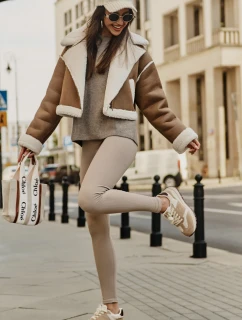 Zateplené dámské kožené sneakersy Big Star OO274A317 HI-POLY SYSTEM Béžové