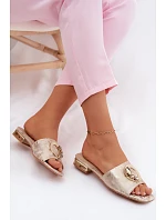 Dámské pantofle na ploché podrážce s ozdobou KV61-6025 Zlaté