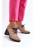 Béžové dámské patentované boty na vysokém podpatku Nelione Béžové dámské patentované boty na vysokém podpatku Nelione