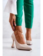 Dámské lodičky na jehlovém podpatku 6AD/23 Béžová - LEWSKI Dámské lodičky na jehlovém podpatku 6AD/23 Béžová - LEWSKI