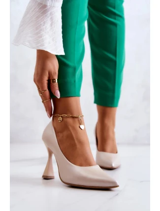 Dámské lodičky na jehlovém podpatku 6AD/23 Béžová - LEWSKI Dámské lodičky na jehlovém podpatku 6AD/23 Béžová - LEWSKI