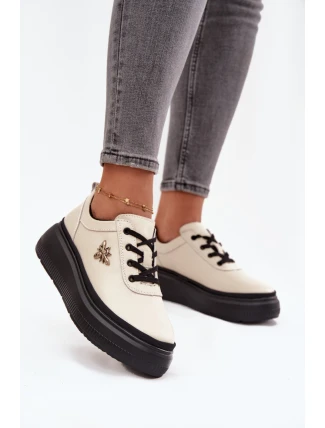 Dámské polobotky 41495 Světle béžová s černou - VINCEZA Dámské polobotky 41495 Světle béžová s černou - VINCEZA