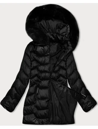 Černá dámská prošívaná bunda s kapucí S'west (B8169-1) Černá dámská prošívaná bunda s kapucí S'west (B8169-1)