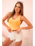 Dámská tílko z bavlny s kulatým výstřihem neonově oranžová Dámská tílko z bavlny s kulatým výstřihem neonově oranžová