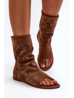 Zazoo 3437 Dámské Semišové Sandály S Hřídelí Na Zip Hnědé Zazoo 3437 Dámské Semišové Sandály S Hřídelí Na Zip Hnědé