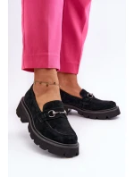 Masivní dámské nášlapné boty z semiše černé Neloria