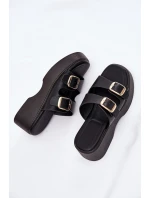 Dámské Klapky Na Klínu A Platformě S Přezkami Černé Nitarelia