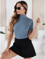 Dámský žebrovaný svetr s krátkým rukávem GIRLGLORY blue FashionStreet MY2555