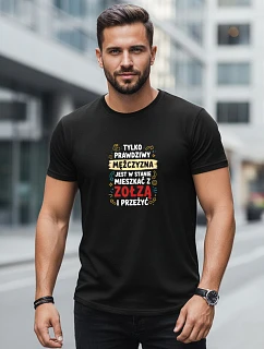 Pánské tričko TRUE MEN s potiskem černá FashionStreet NX0104R