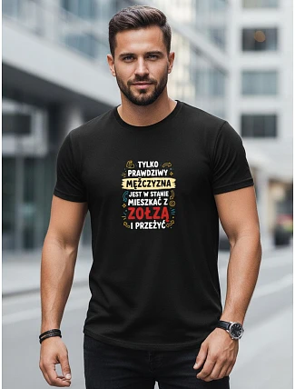Pánské tričko TRUE MEN s potiskem černá FashionStreet NX0104R