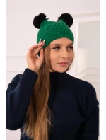 Fleecová čepice 2 bambulky K291 zelená