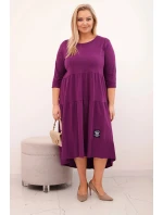 Dámská bavlněná sukýnka Plus Size s volány a ohrnutým rukávem tmavě fialová Dámská bavlněná sukýnka Plus Size s volány a ohrnutým rukávem tmavě fialová