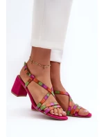 Sametové sandály na nízkém podpatku Maciejka 06653-15 Fuksja