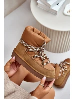 Dámské Sněhule Z Hladké Kůže S Hrubým Šněrováním D.Franklin DFSH375003 Hnědé