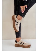 Semišové tenisky na platformě béžové Zazoo N1176