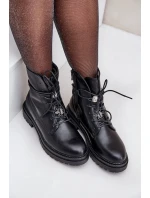 Zateplené boty s ozdobnými prvky na šněrování černé Irivina