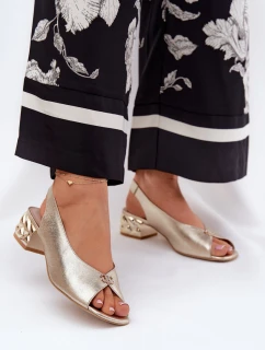 Kožené elegantní dámské sandály CheBello 4724 zlaté