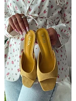 Dámské pantofle na tenkém podpatku Žluté Revina