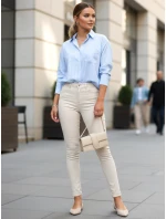 Dámské úzké džíny s vysokým pasem ecru FashionStreet UY2864