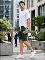 Pánské teplákové kraťasy se šňůrkou, zelené, FashionStreet SX2629 Pánské teplákové kraťasy se šňůrkou, zelené, FashionStreet SX2629