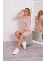 Šaty s kapucí a kapsami tmavě pudrově růžové