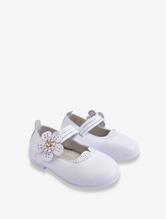 Dětské kožené baleríny s květem bíle Cobi