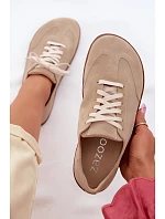 Kožené semišové dámské tenisky Barefoot Zazoo N1243 Béžové Kožené semišové dámské tenisky Barefoot Zazoo N1243 Béžové