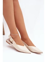 Dámské lakované baleríny s přezkou Rinalle – béžové