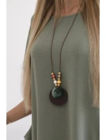 Dámské šaty s kapsami a přívěskem 29473 světlá khaki - Kesi Dámské šaty s kapsami a přívěskem 29473 světlá khaki - Kesi