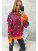 Svetr s geometrickým motivem fuchsiový Svetr s geometrickým motivem fuchsiový