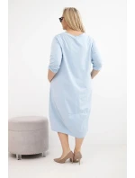 Dámská sukně Plus Size bavlněná s nařasením modrá