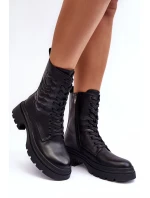 Ocieplané Kožené Workery Botky SBarski MR870-25 Černé