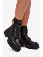 Dámské Botky Pracovní Se Zlatým Detalem Zateplené Černé Fiorena