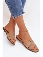 Dámské ploché sandály s pásky Eko Zamszové Béžové Florane