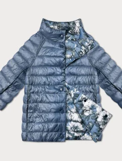 Dámská oboustranná bunda s 3/4 rukávy Minority tmavě modrá/květinová (M23-7009-30S)
