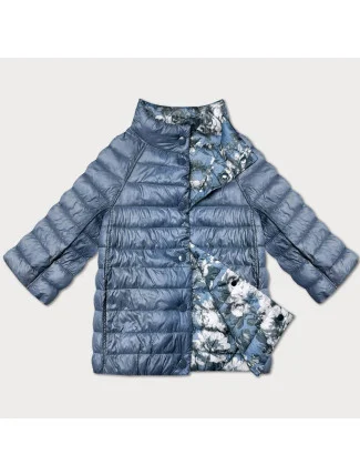 Dámská oboustranná bunda s 3/4 rukávy Minority tmavě modrá/květinová (M23-7009-30S)