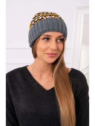 Dámská čepice Iris K348 tmavě šedá+žlutá Dámská čepice Iris K348 tmavě šedá+žlutá