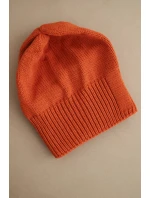 Dámská zimní čepice z vlny s klasickým ribovým vzorem K444 oranžová