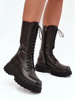 Kožené zimní kozačky s platformou Artiker 57C2282 Černé