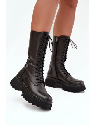 Kožené zimní kozačky s platformou Artiker 57C2282 Černé