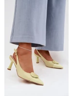 Dámské sandály na podpatku s ozdobným detailem Žluté Mariae