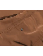 Karamelovo-tmavě modrá oboustranná dámská zimní bunda (2M-21508)