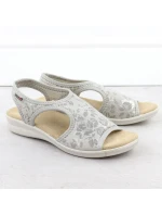 Dámské zvýšené elastické květinové sandály šedé barvy Unisoft 7196