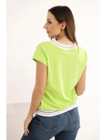 Dámská bavlněná blůza s výstřihem do V a potiskem NEW YORK zelená