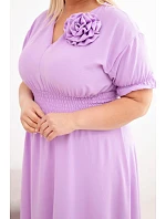 Dámské šaty Plus Size s výstřihem do V a řaseným pasem světle fialová