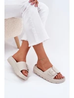 Dámské Pěnové Pantofle Na Platformě S Přezkou Béžové Viasara Dámské Pěnové Pantofle Na Platformě S Přezkou Béžové Viasara