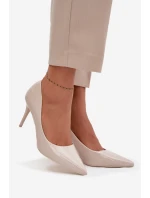 Lakované Eko Kožené Dámské Lodičky Se Špičatými Nosky Světle Béžové Jadira